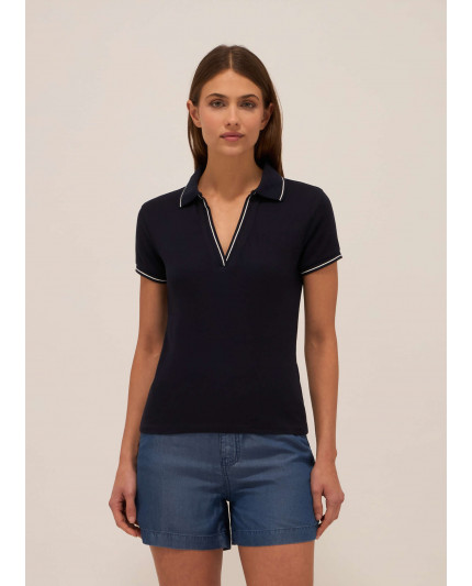 Women's viscose blend tricot polo shirt